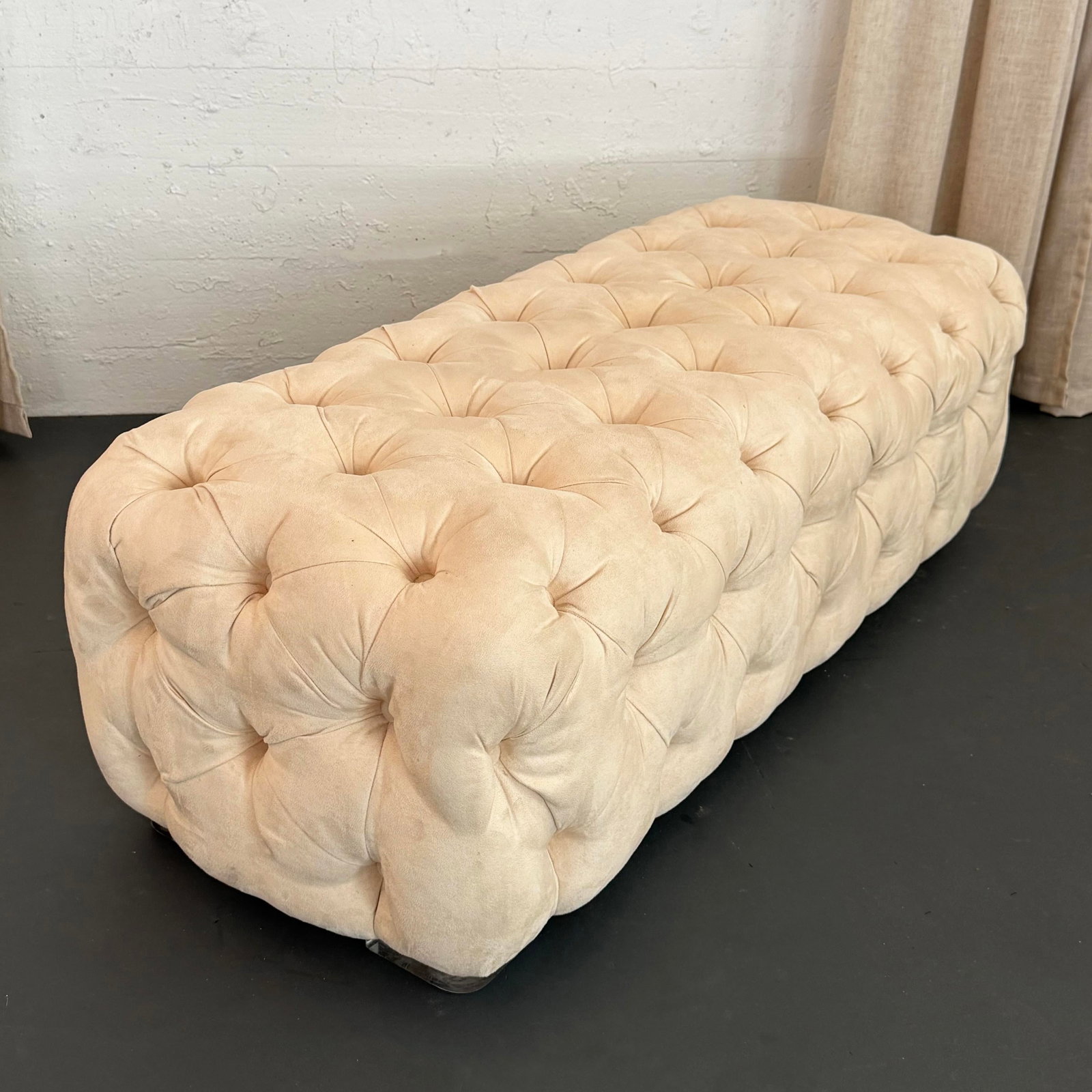Shlomi Haziza Tufted Ultra-Suede Bench With Lucite Feet - 3