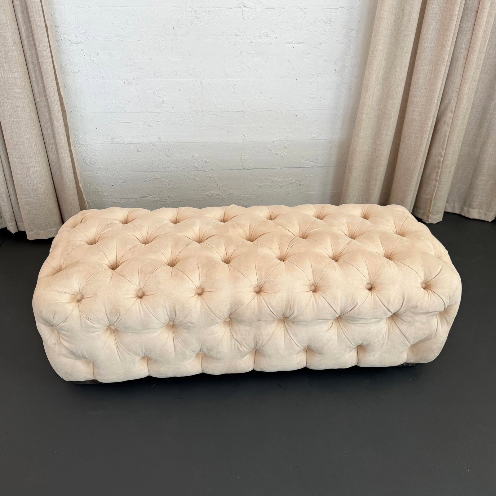 Shlomi Haziza Tufted Ultra-Suede Bench With Lucite Feet - 5