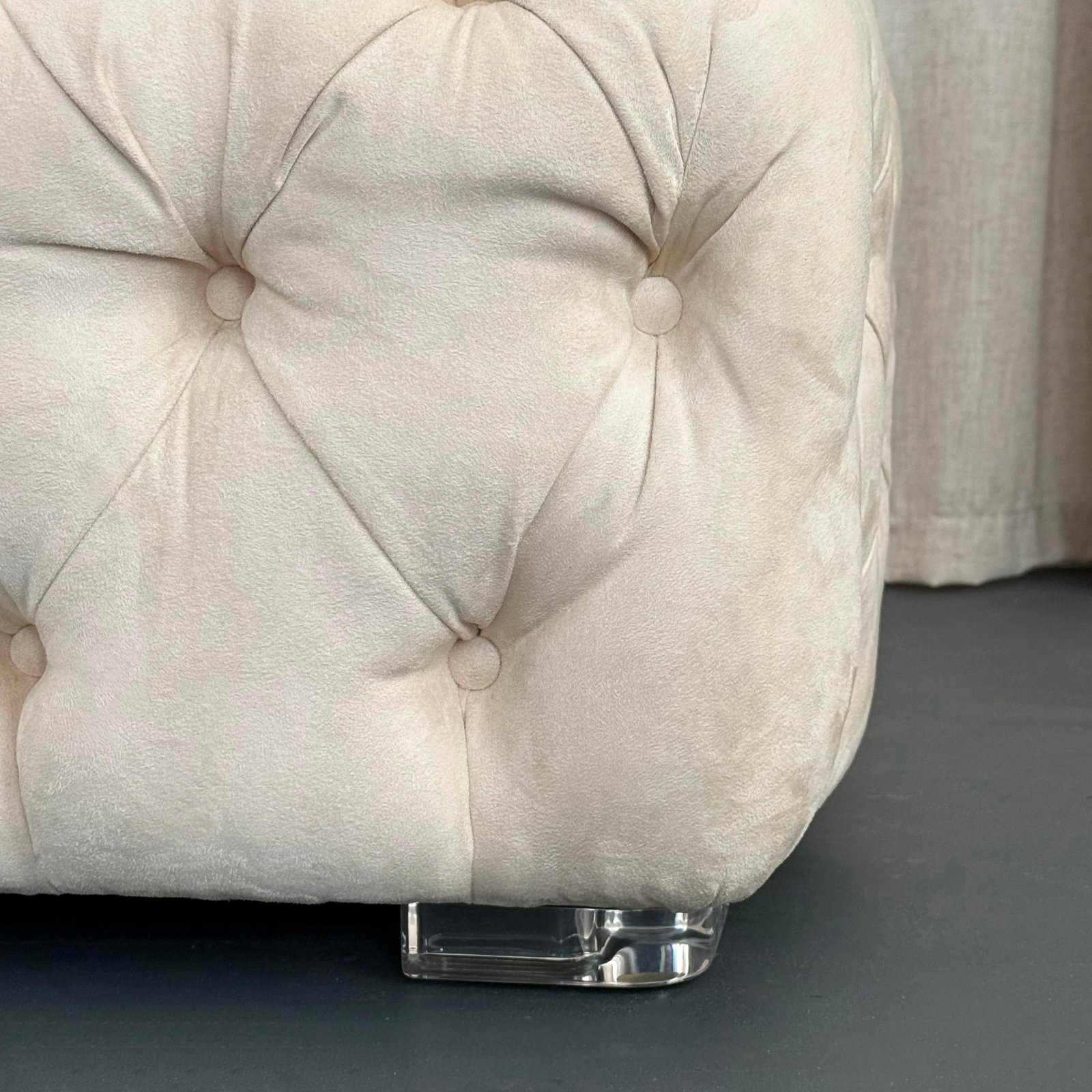 Shlomi Haziza Tufted Ultra-Suede Bench With Lucite Feet - 6