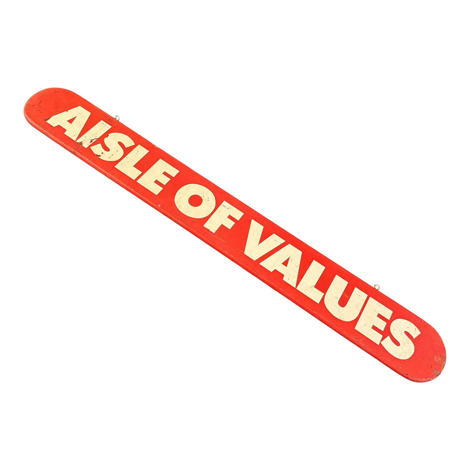Large Mid-Century Wood Retail Grocery Store Sign "Aisles of Values" (1 of 9)