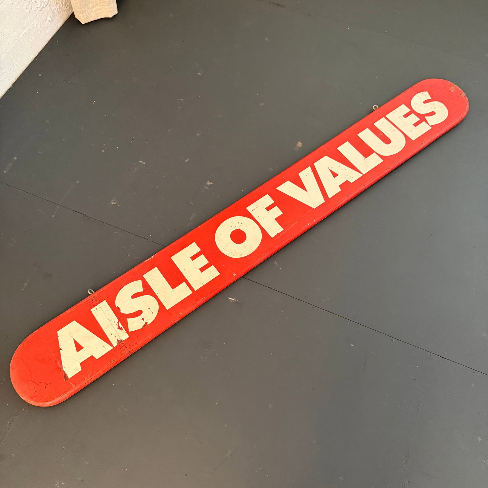 Large Mid-Century Wood Retail Grocery Store Sign "Aisles of Values" - 2