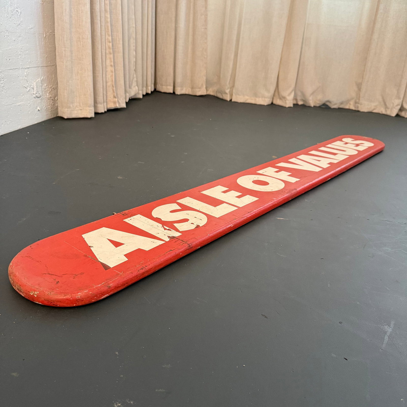 Large Mid-Century Wood Retail Grocery Store Sign "Aisles of Values" - 5