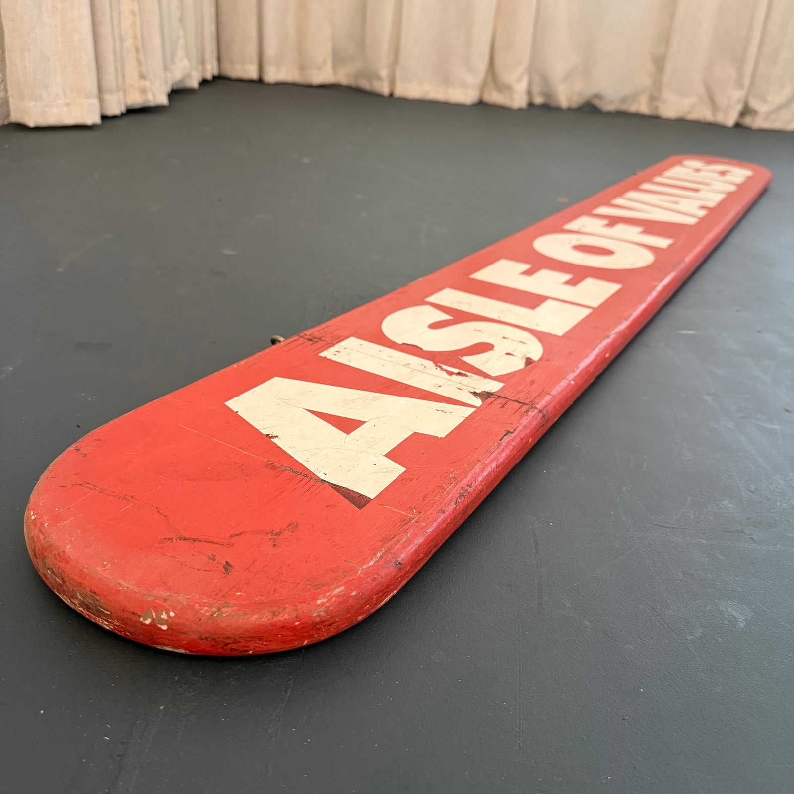 Large Mid-Century Wood Retail Grocery Store Sign "Aisles of Values" - 6