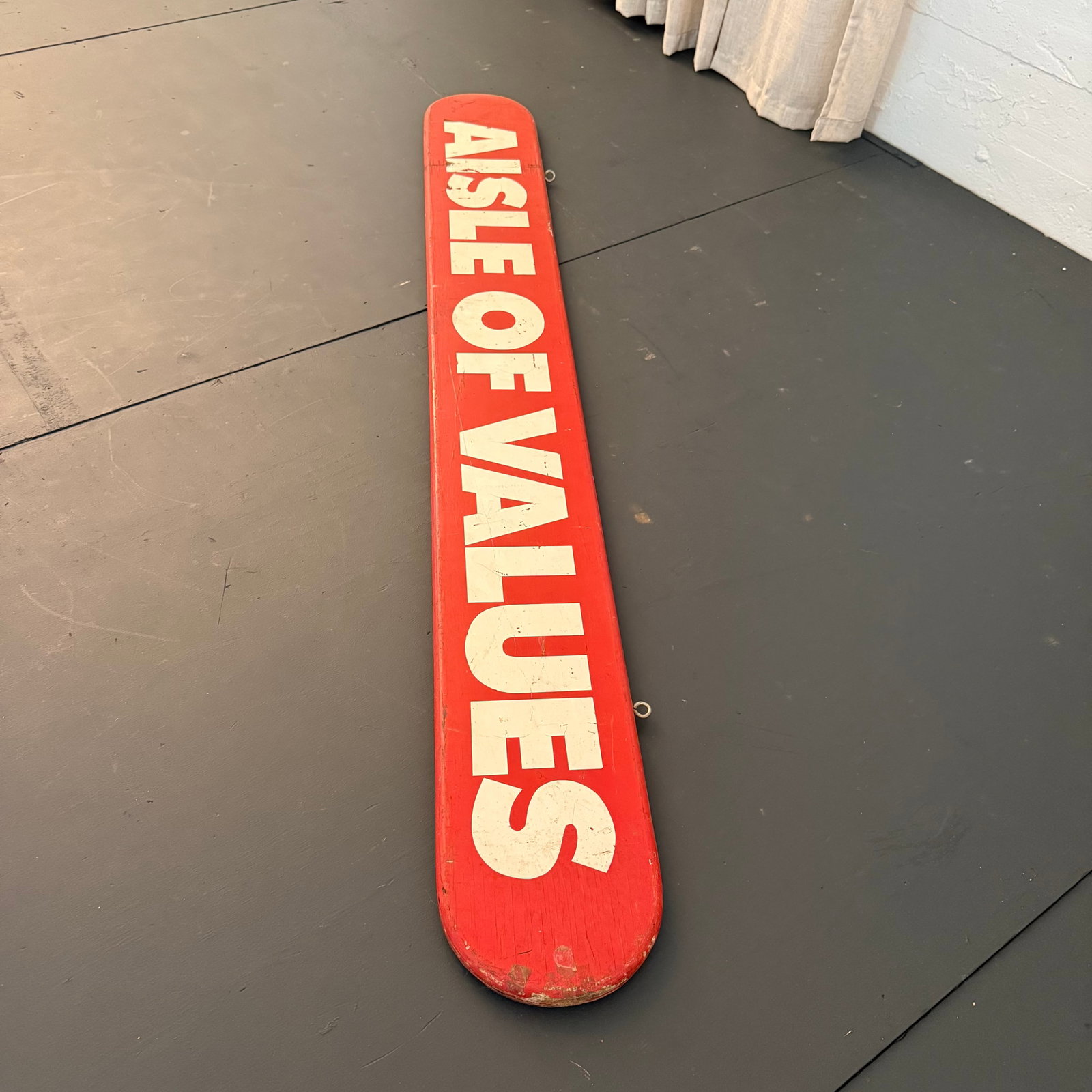 Large Mid-Century Wood Retail Grocery Store Sign "Aisles of Values" - 7