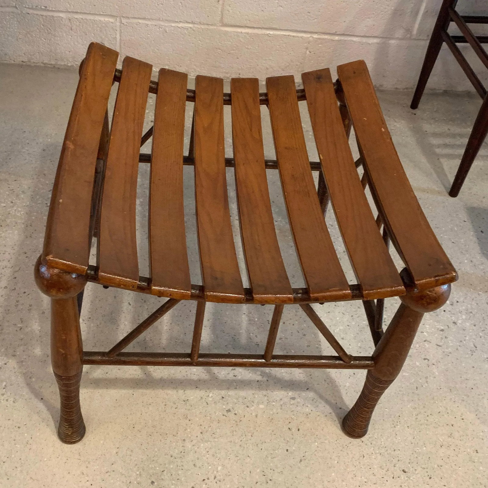 Early 20th Century Egyptian Revival Light Slat Oak Thebes Stool - 7