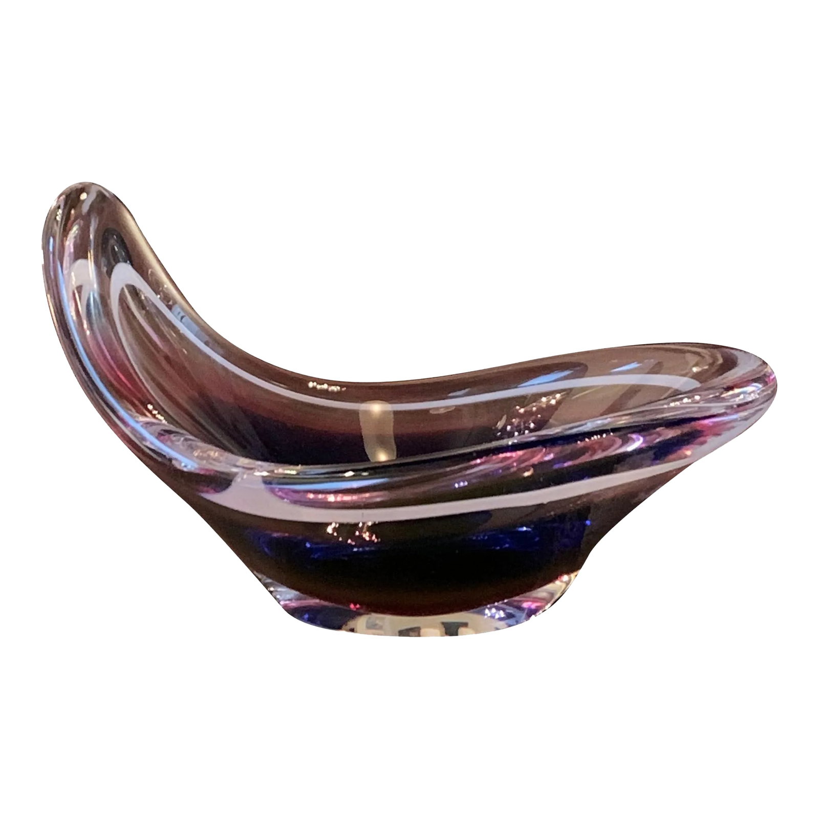 Mid 20th Century Paul Kedelv for Flygsfors Art Glass Coquille Bowl (1 of 9)