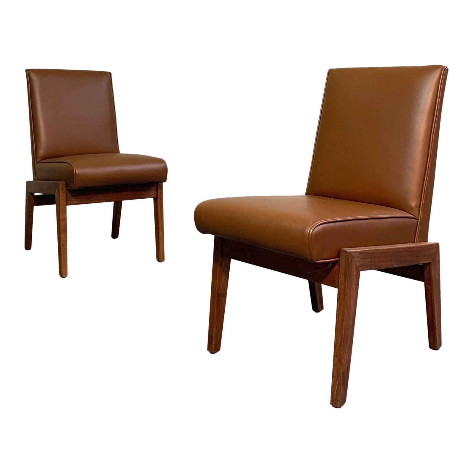 Mid 20th Century Mid-Century Modern Walnut Naugahyde Chairs - A Pair (1 of 9)