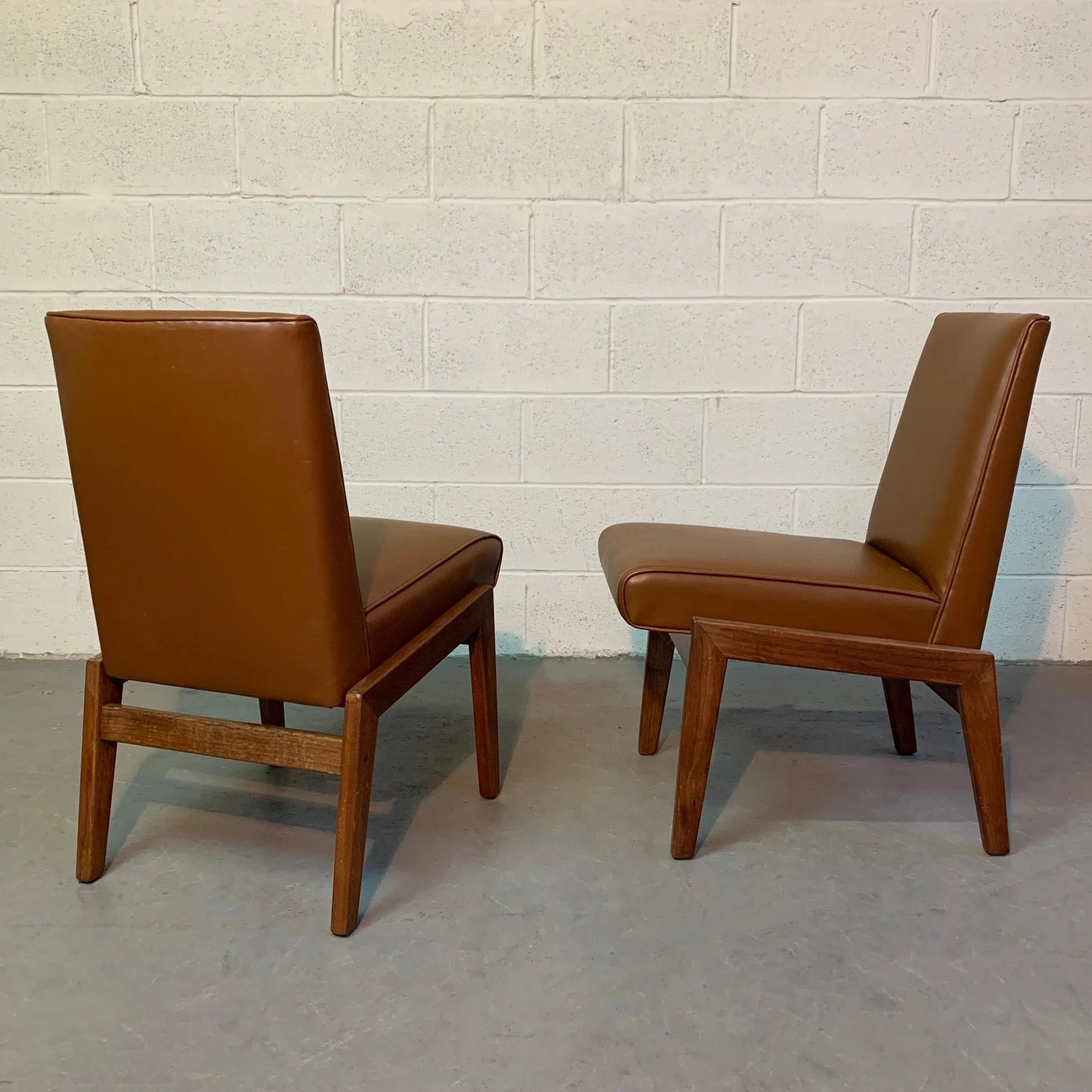 Mid 20th Century Mid-Century Modern Walnut Naugahyde Chairs - A Pair - 7