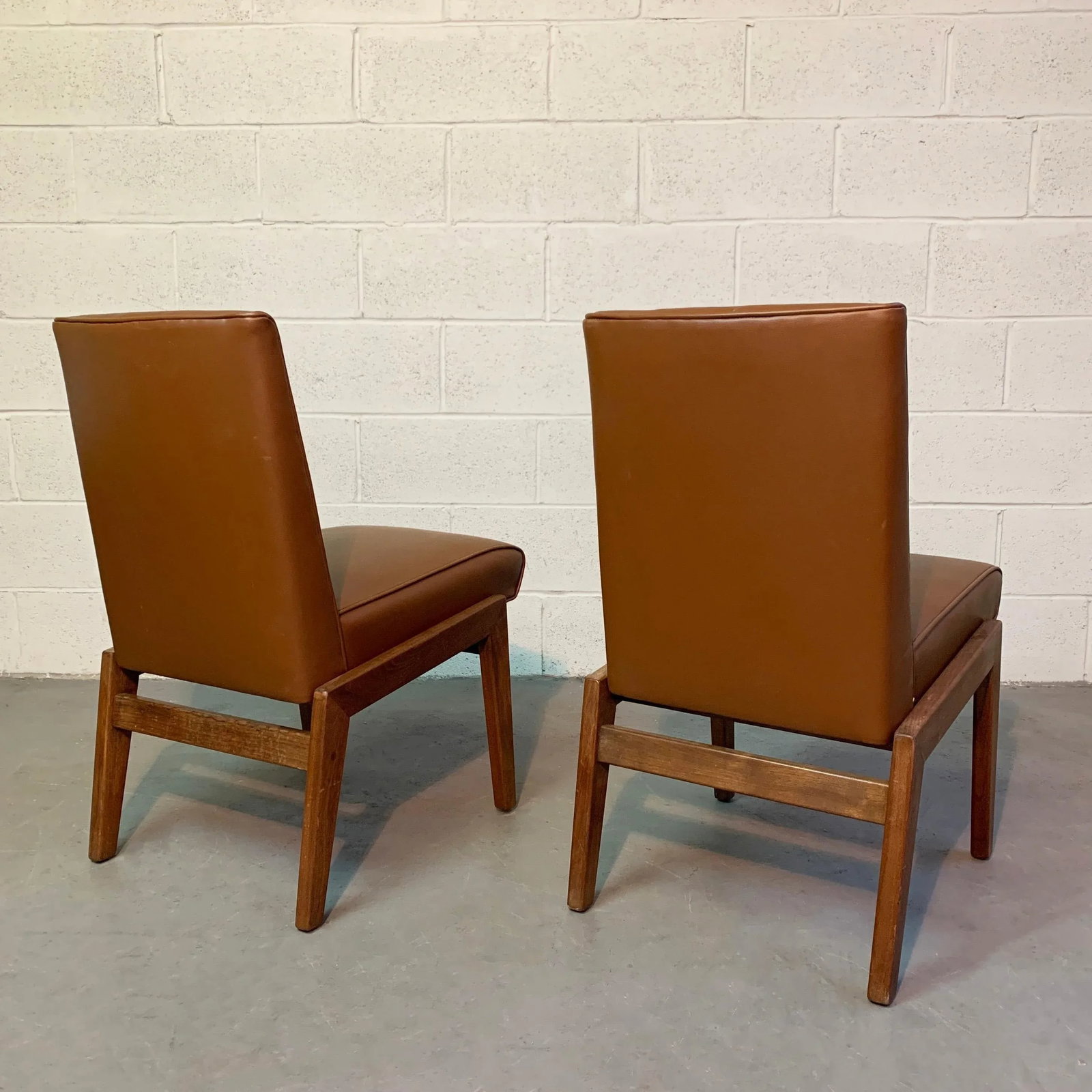Mid 20th Century Mid-Century Modern Walnut Naugahyde Chairs - A Pair - 8