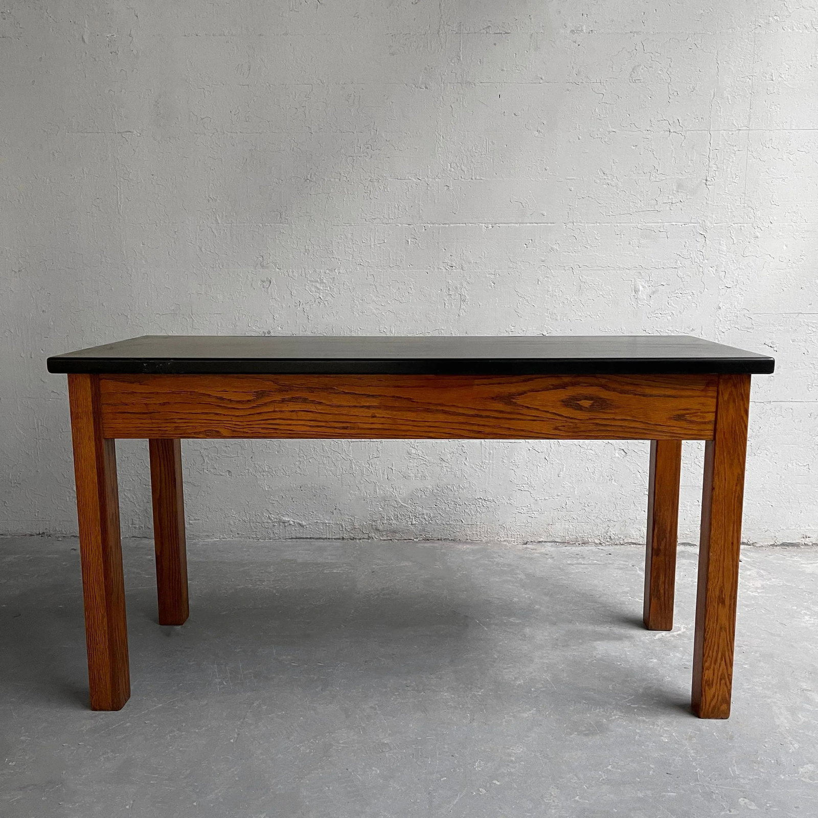 Mid 20th Century Industrial Oak Laboratory Console Table - 2