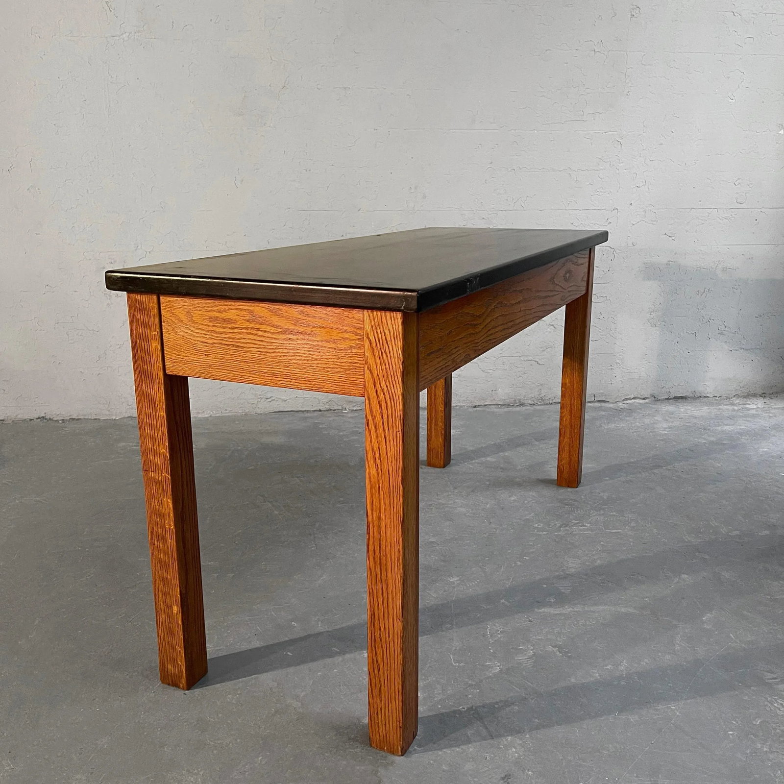 Mid 20th Century Industrial Oak Laboratory Console Table - 7