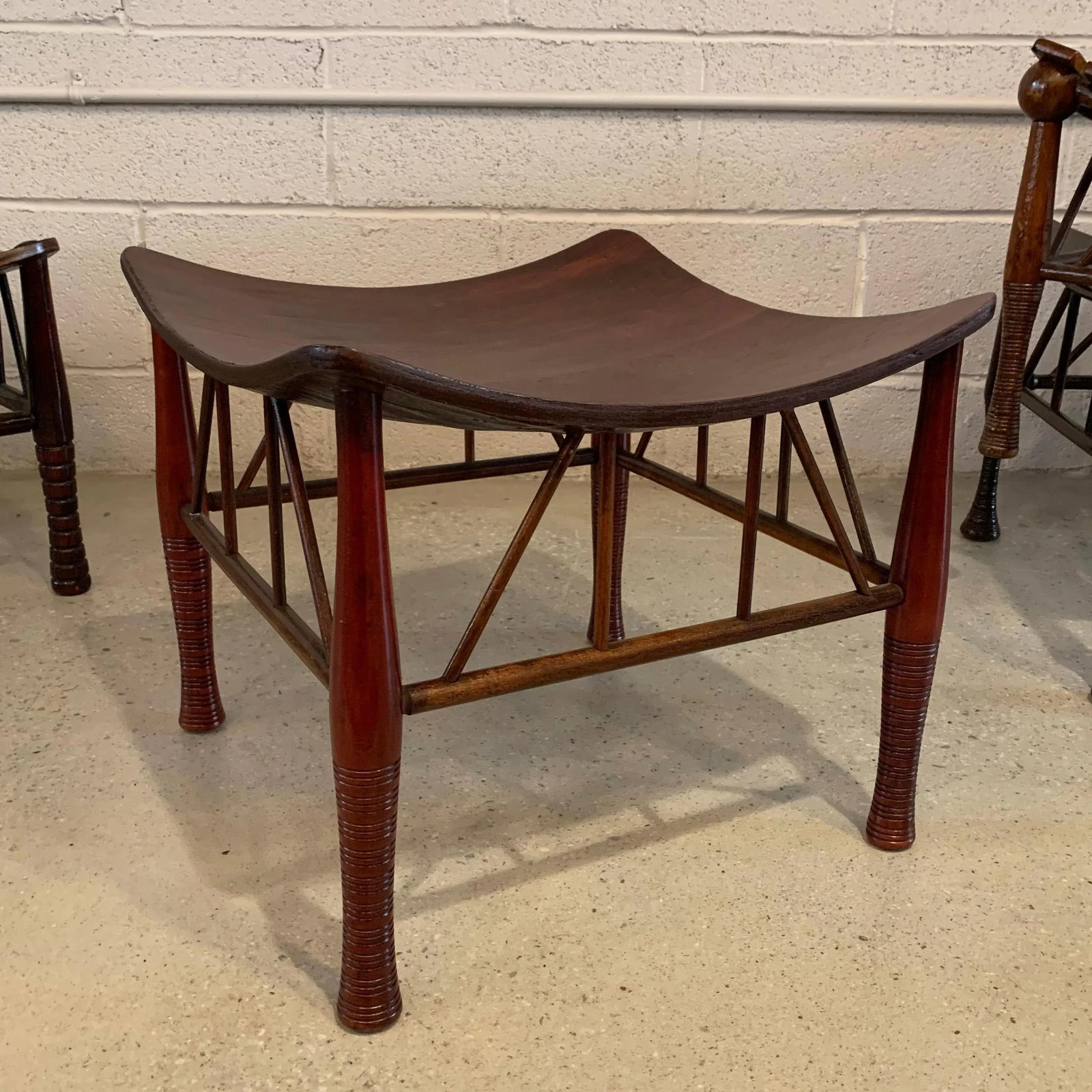 Early 20th Century Egyptian Revival Maple Thebes Stool - 2
