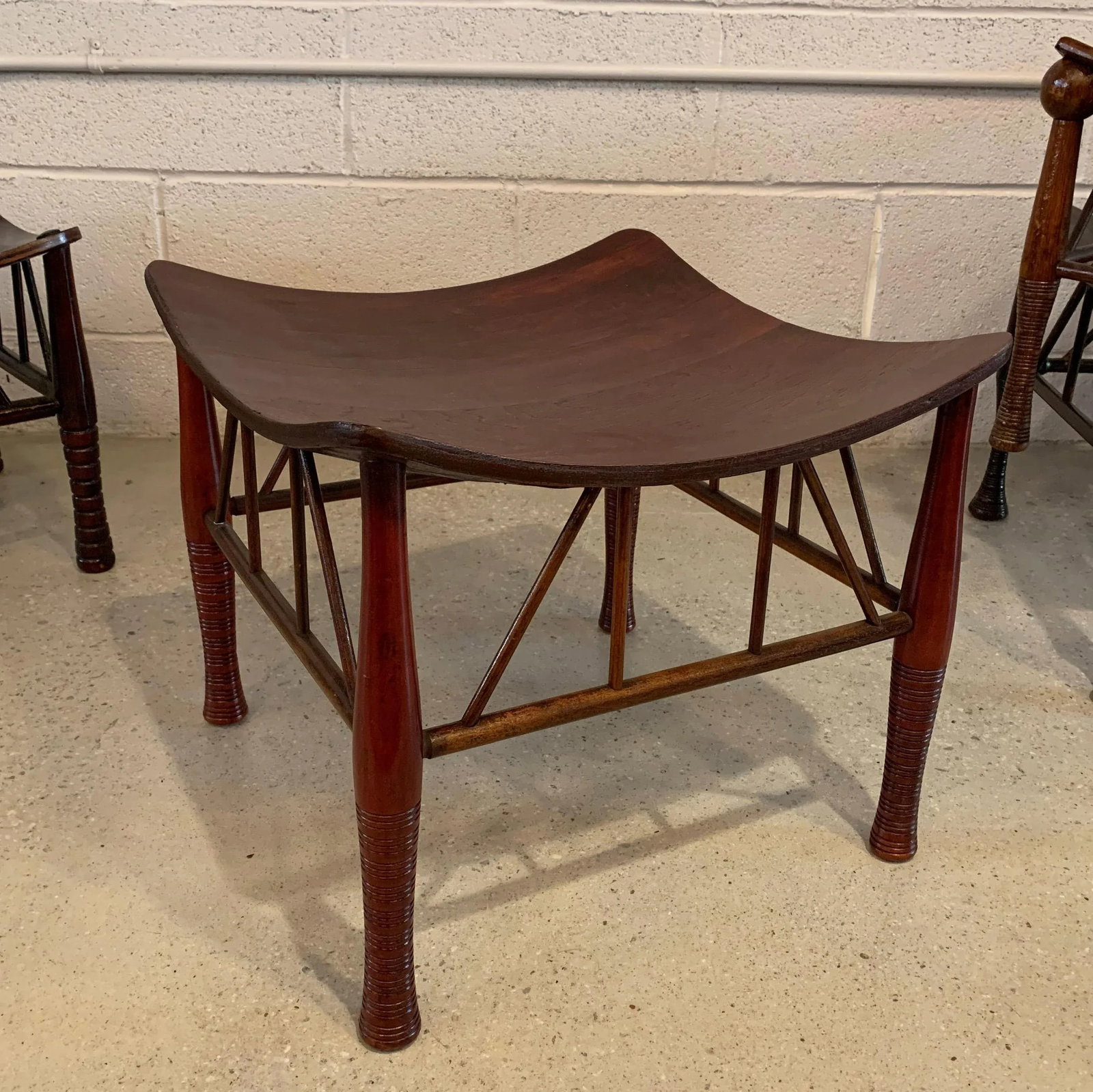 Early 20th Century Egyptian Revival Maple Thebes Stool - 3