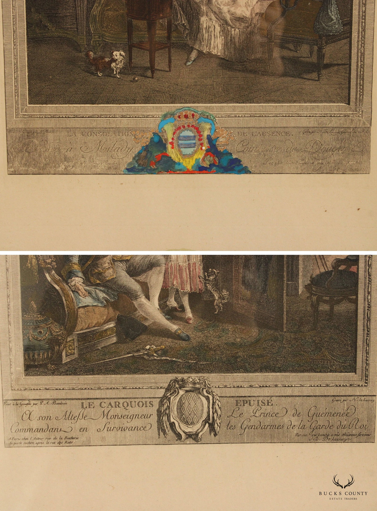 Antique French Pair Colored Engravings, After Nicolas de Launay - 12