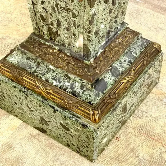 Late 19th Century Magnificent French Neoclassical Ormolu Mounted Verdigris Marble Pedestal - 5