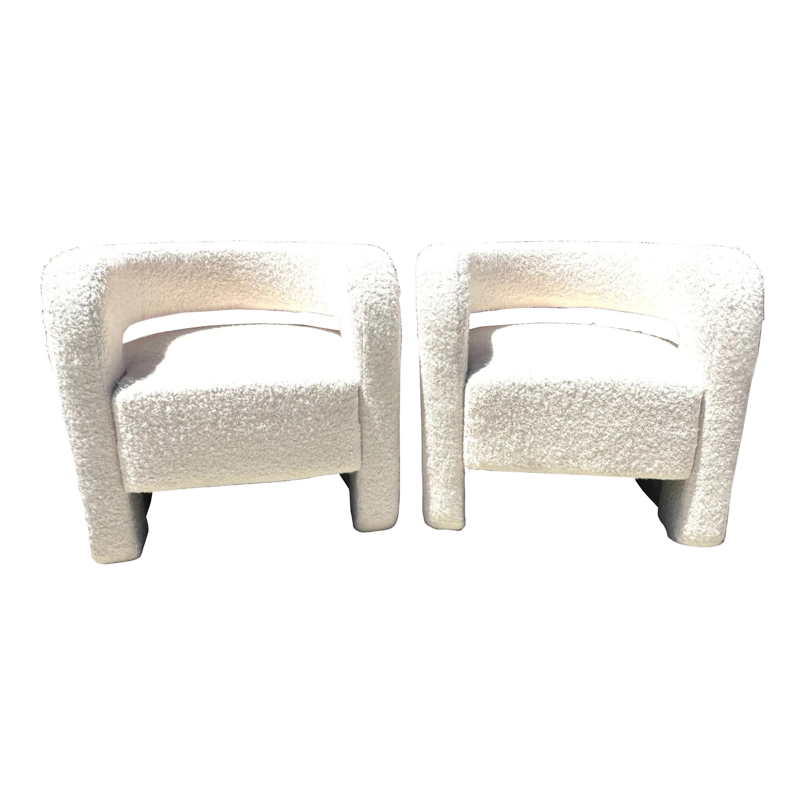 Mitchell Gold Style Sherpa Barrel Chair-A Pair: Mitchel Gold Style White Sherpa Barrel Chair, soft and cozy perfect for a modern home. Put a pop of color with a pillow. I have lots to choose from in my shop. 29in h x 27.5in w x 27.5in d Make sure