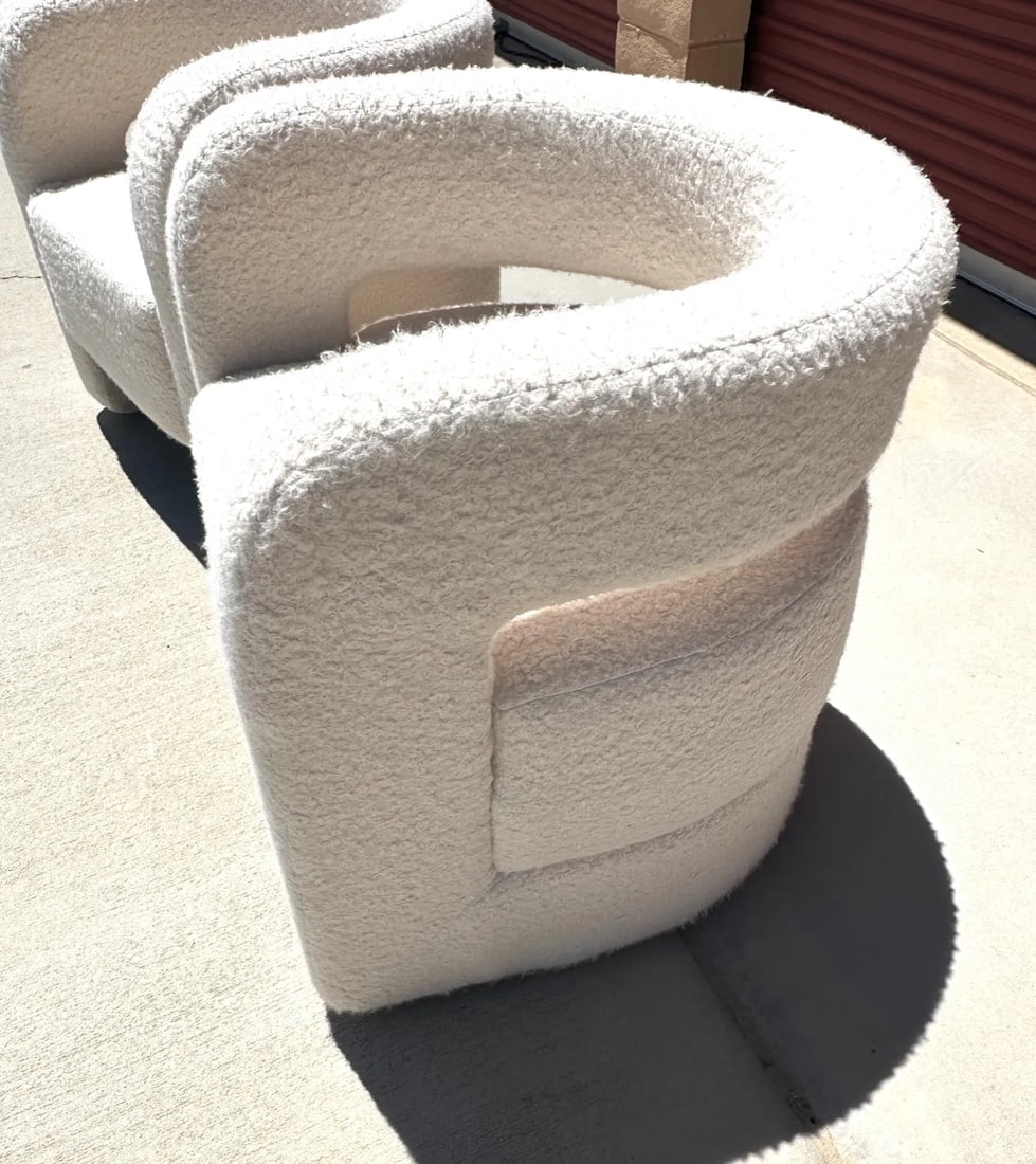 Mitchell Gold Style Sherpa Barrel Chair-A Pair - 3