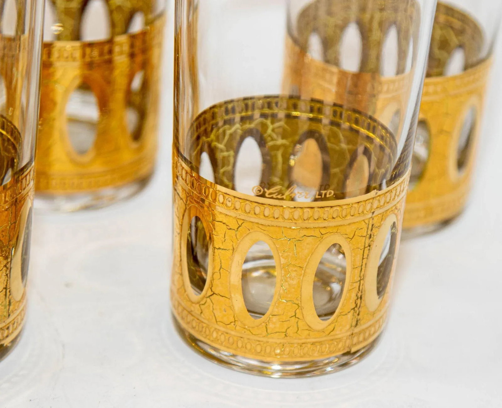 1950 Set of 8 Vintage Culver Ltd Highball Glasses With 22-Karat Gold Antigua - 3