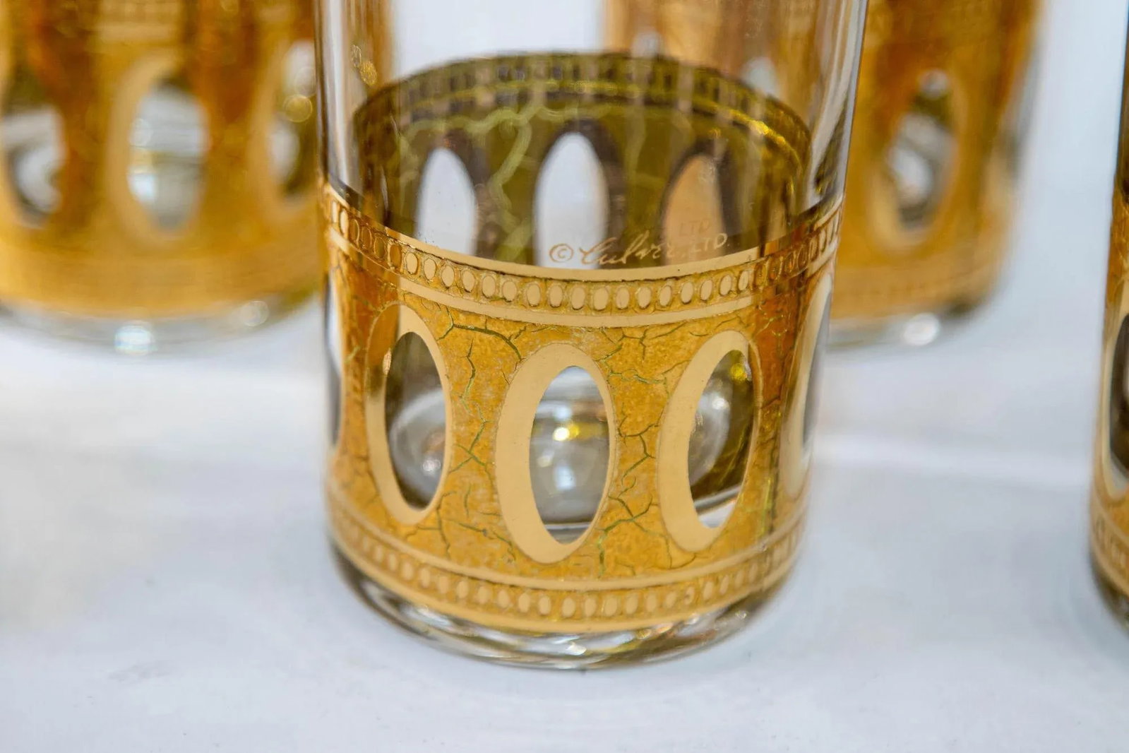1950 Set of 8 Vintage Culver Ltd Highball Glasses With 22-Karat Gold Antigua - 4
