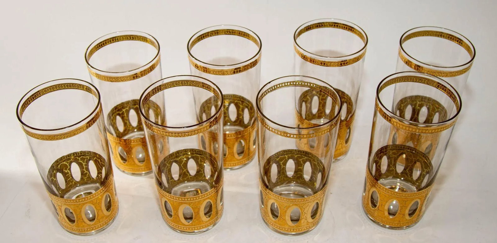 1950 Set of 8 Vintage Culver Ltd Highball Glasses With 22-Karat Gold Antigua - 5