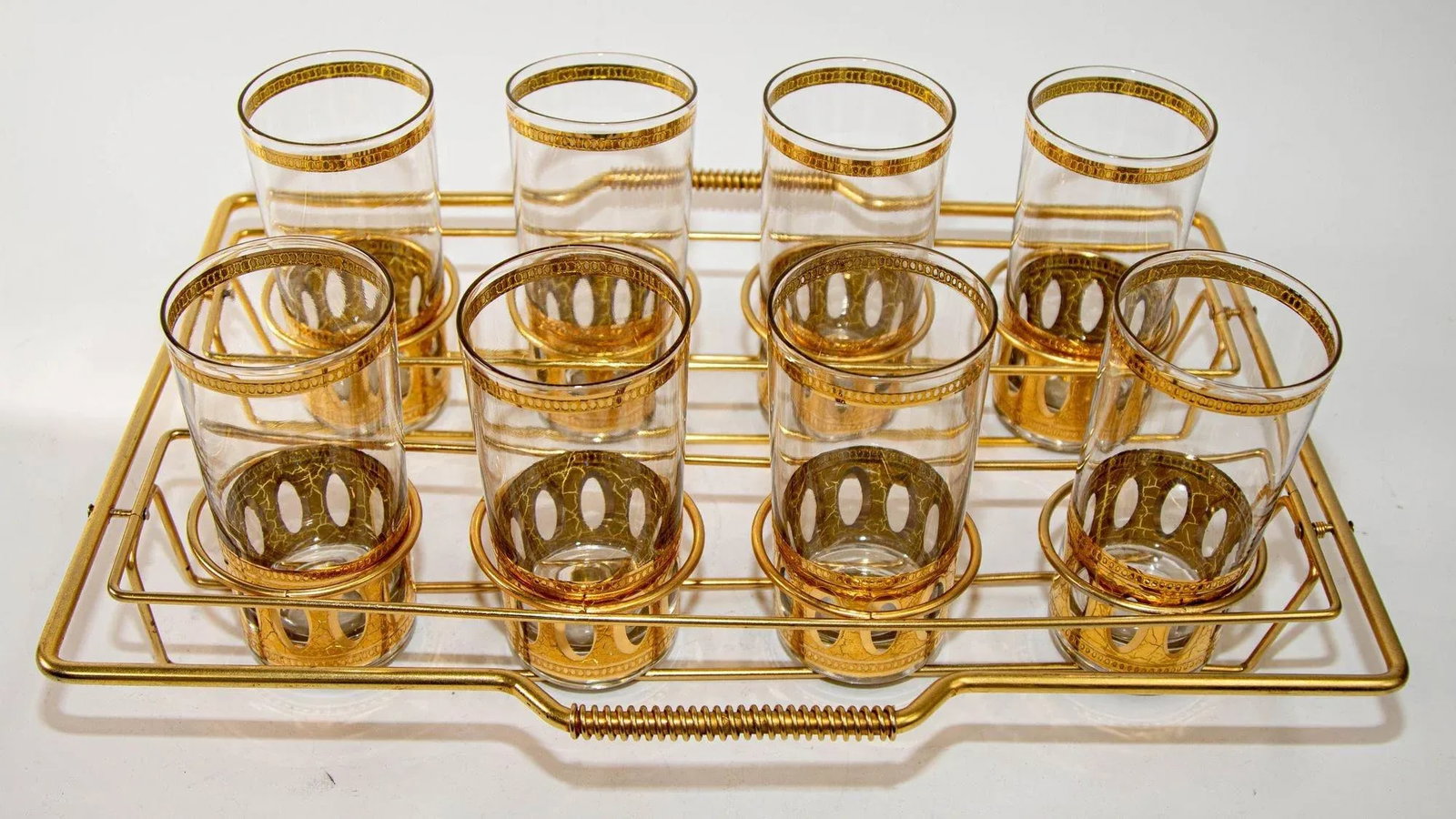 1950 Set of 8 Vintage Culver Ltd Antigua Highball Glasses 22 K Gold in Cart - 3