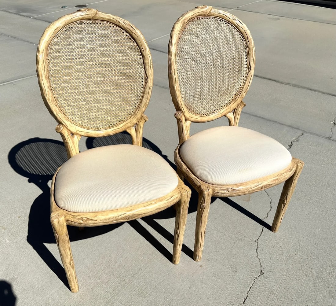 Faux Bois Cane Back Dining Chairs-A Pair - 8