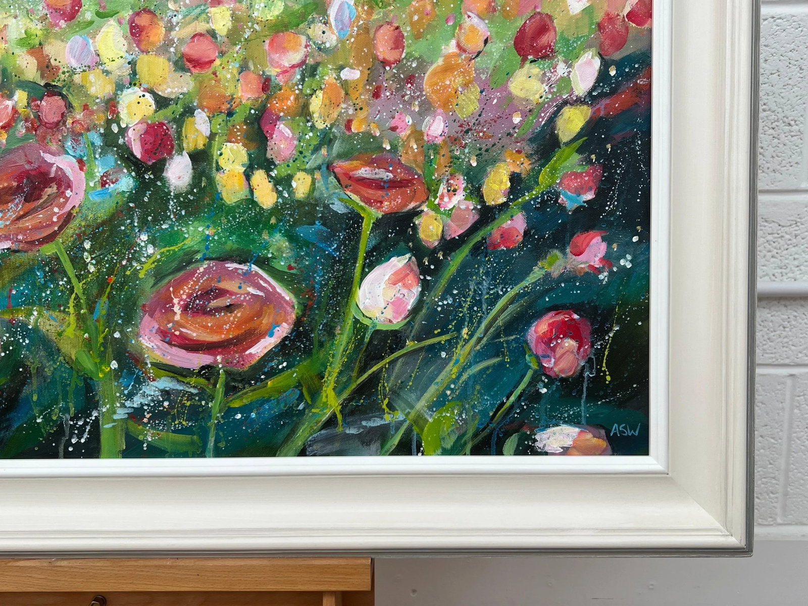 English Meadow Landscape With Wild Red Flowers by Contemporary British Artist - 6