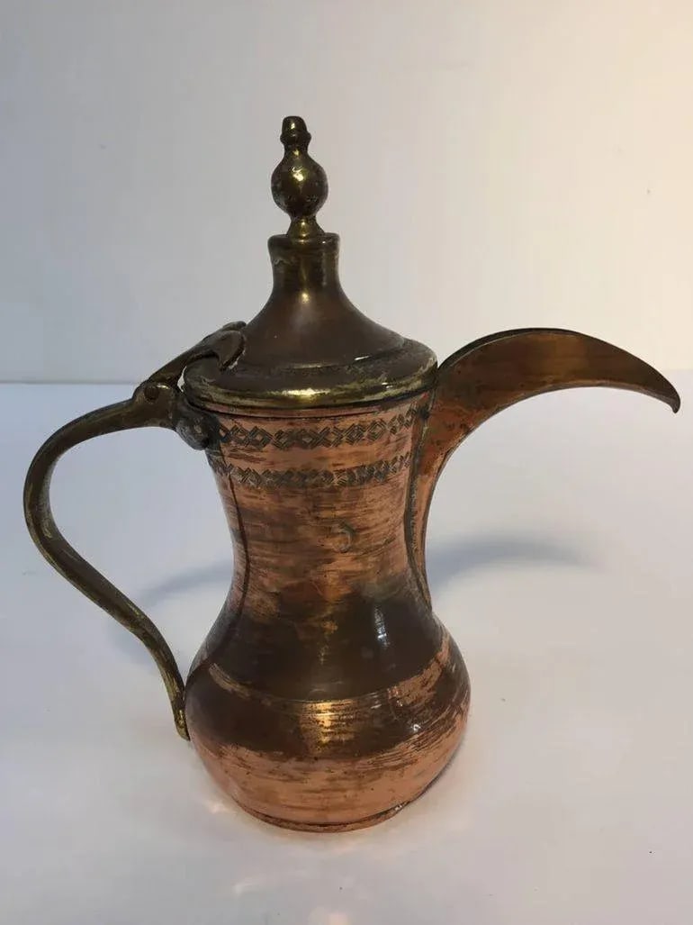 Middle Eastern Antique Dallah Arabic Copper Coffee Pot - 5
