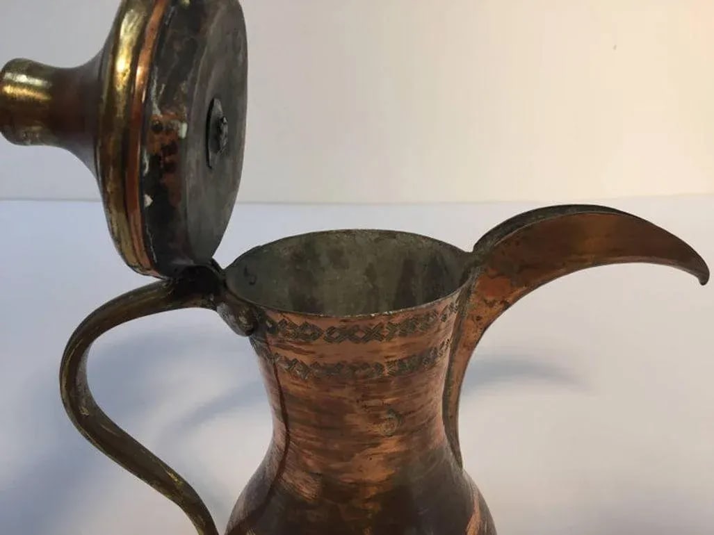 Middle Eastern Antique Dallah Arabic Copper Coffee Pot - 6