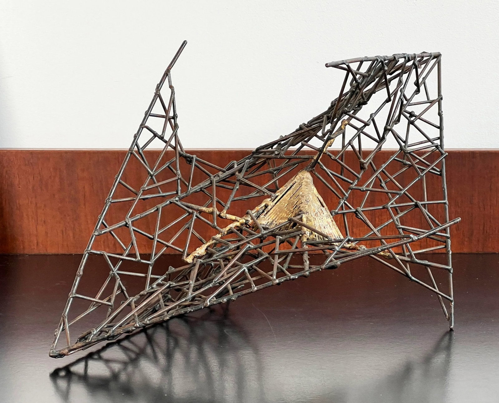Vintage Mid Century Modern Brutalist Iron Wire Abstract Sculpture - 3