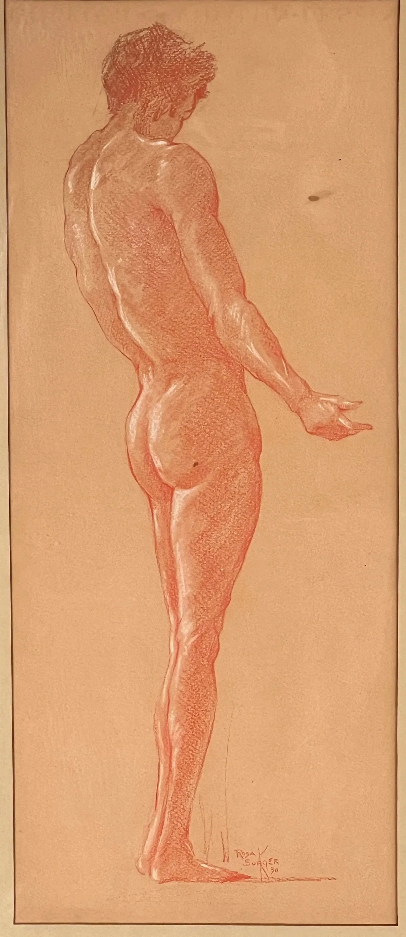 Vintage C.1930 Rosa Burger Pastel Pencil & Gouache Nude Portraits - a Pair - 3