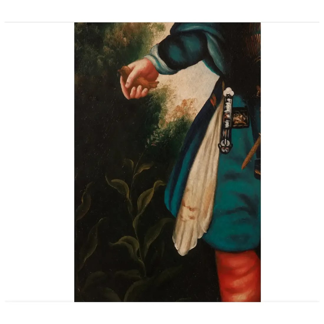 Chinese School, 19th Century Portrait Painting of an "Emperor Holding a Bird" - 5