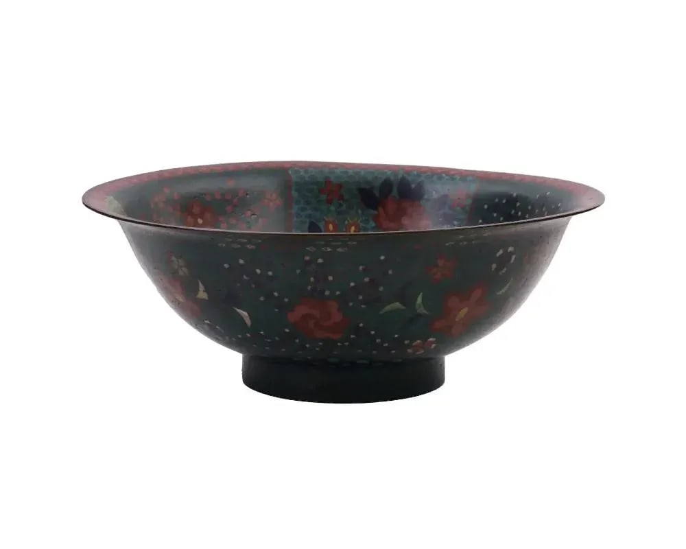 Antique Early Meiji Japanese Cloisonne Enamel Bowl With Rabbits in Waves - 6