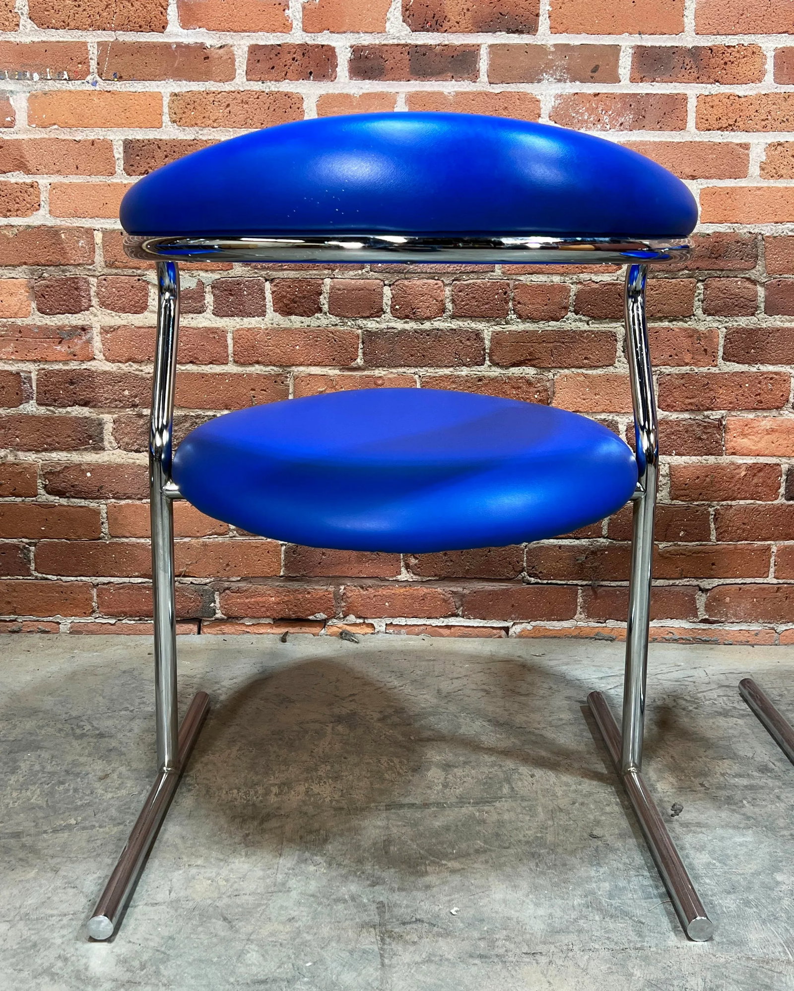 Mid Century Modern Blue Vinyl & Chrome Dining Chairs by Anton Lorenz for Thonet - Set of 4 - 10