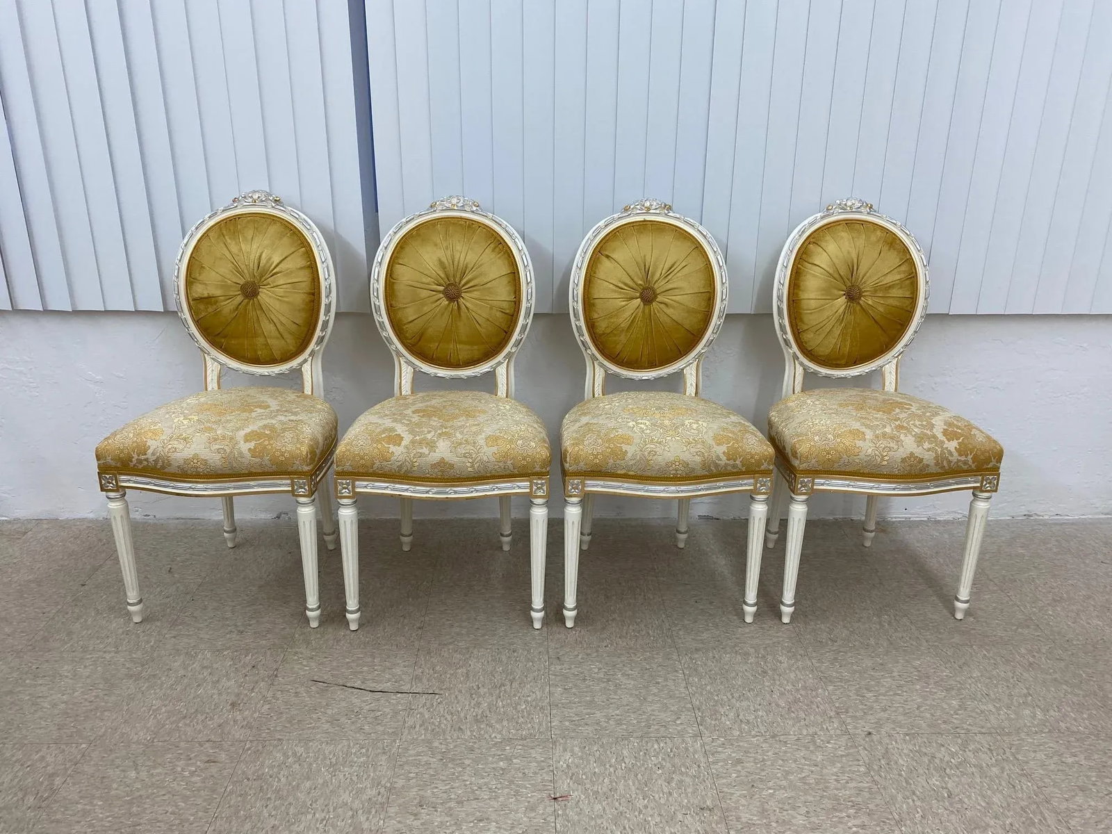 19th Century Reproduction 24 Karat Gold Leaf Italian Dining Chairs by Caspani Tino - Set of 4 - 11