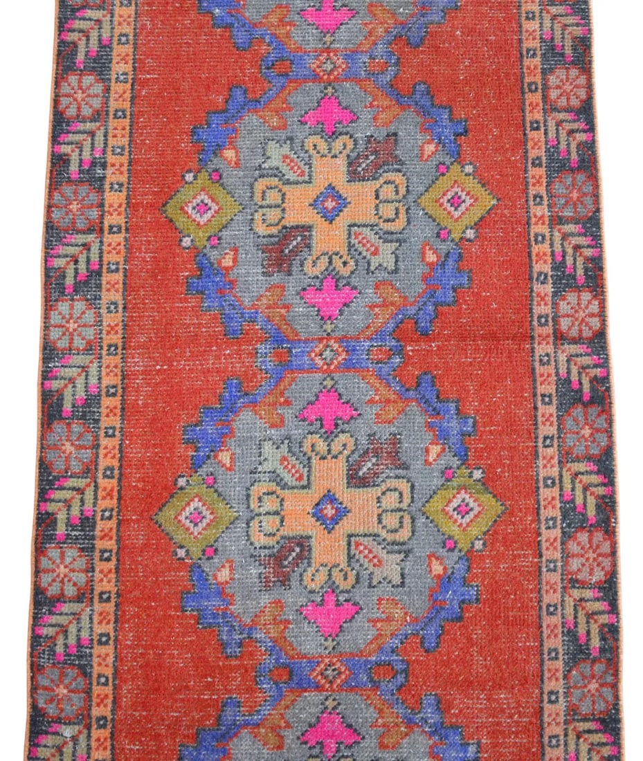 Distressed Oushak Runner Rug - Faded Colors Hallway 3' X 9'11"³ - 10