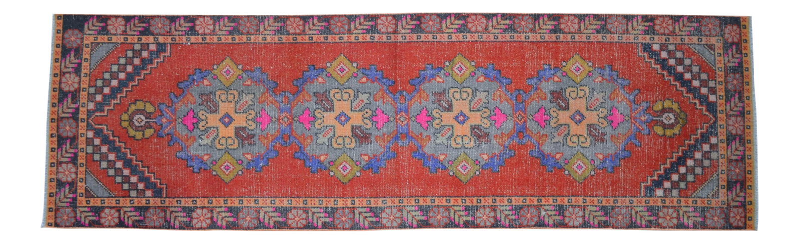 Distressed Oushak Runner Rug - Faded Colors Hallway 3' X 9'11"³ (1 of 13)