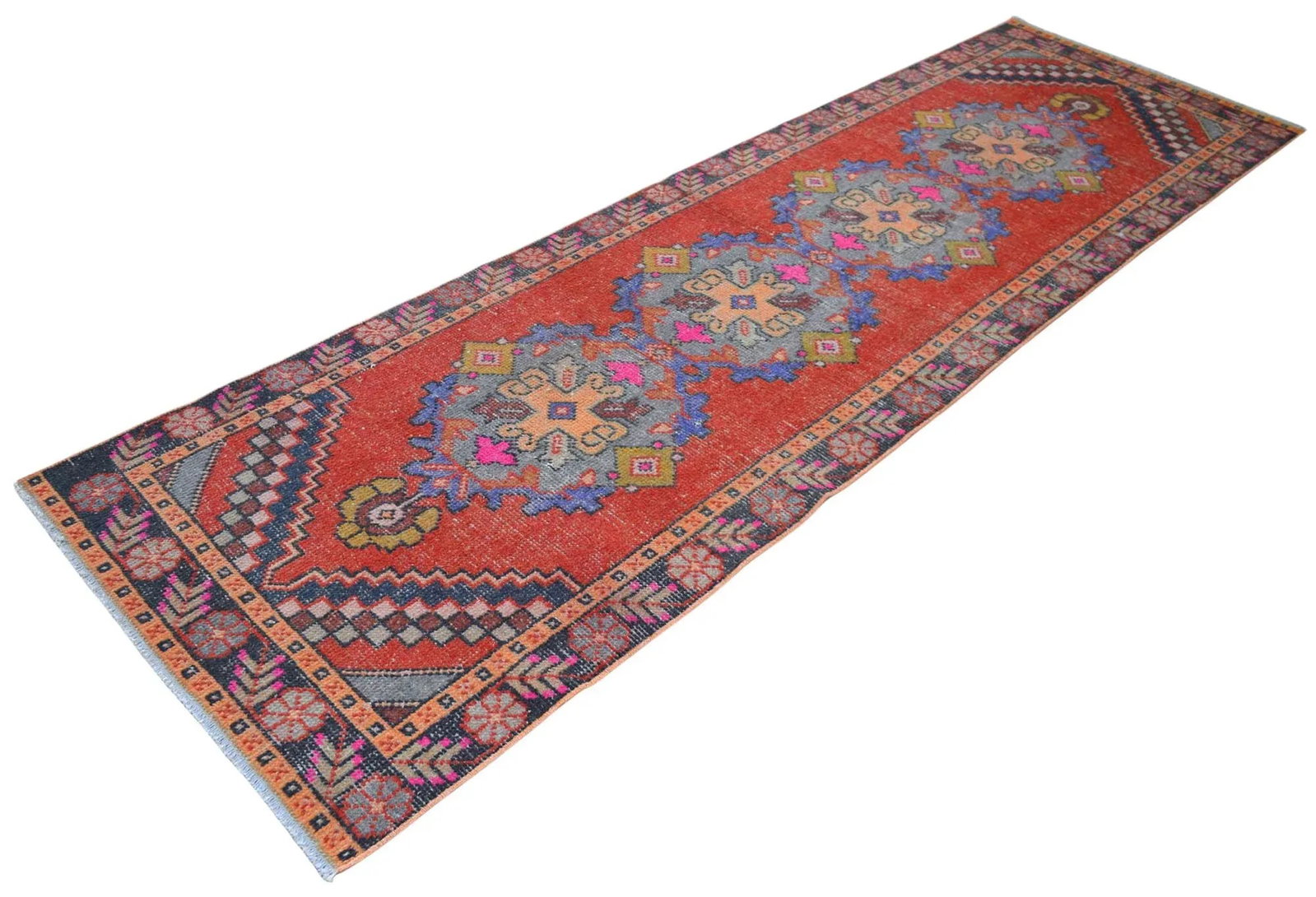 Distressed Oushak Runner Rug - Faded Colors Hallway 3' X 9'11"³ - 4