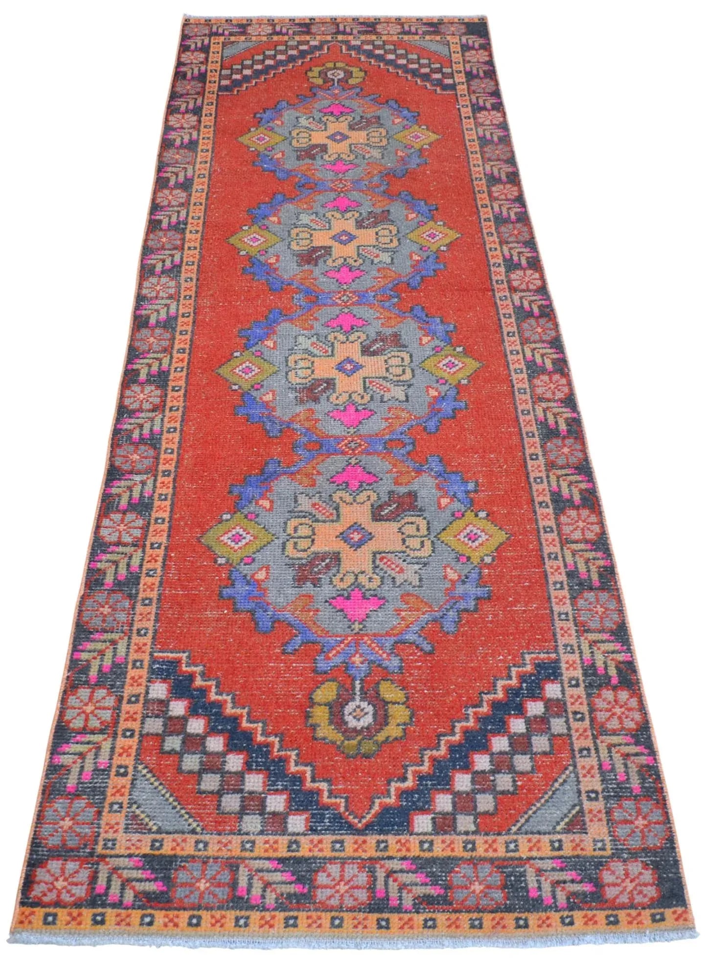 Distressed Oushak Runner Rug - Faded Colors Hallway 3' X 9'11"³ - 5