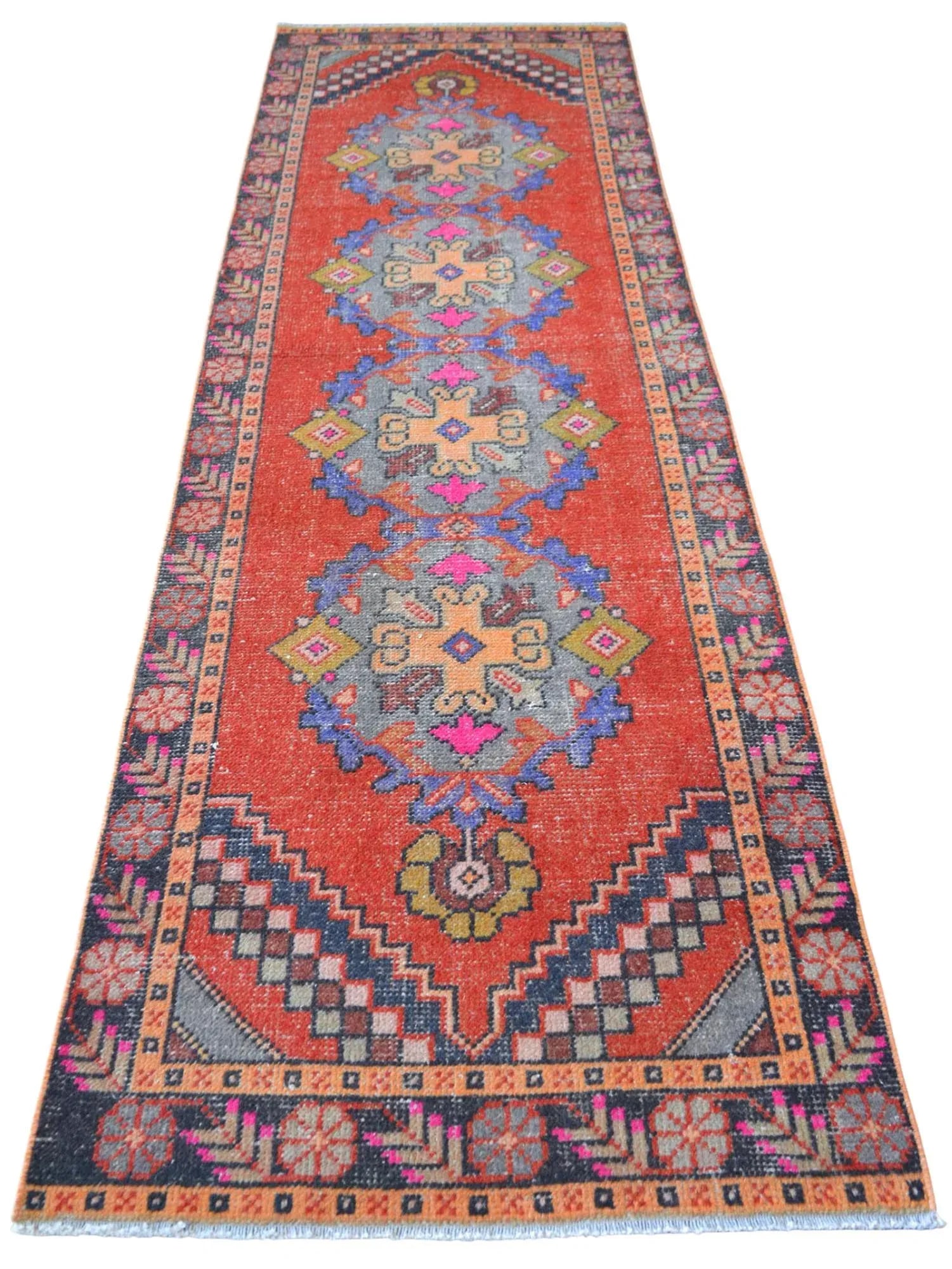 Distressed Oushak Runner Rug - Faded Colors Hallway 3' X 9'11"³ - 8