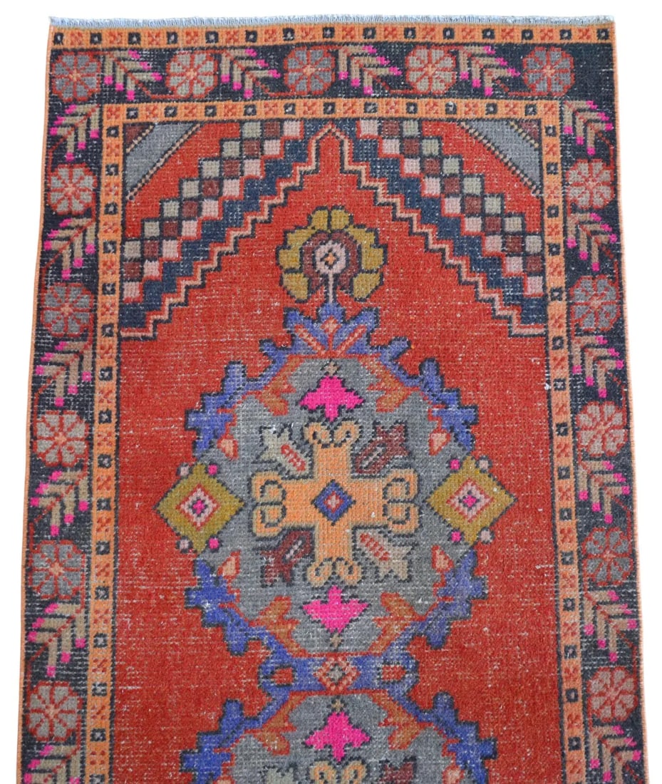Distressed Oushak Runner Rug - Faded Colors Hallway 3' X 9'11"³ - 9