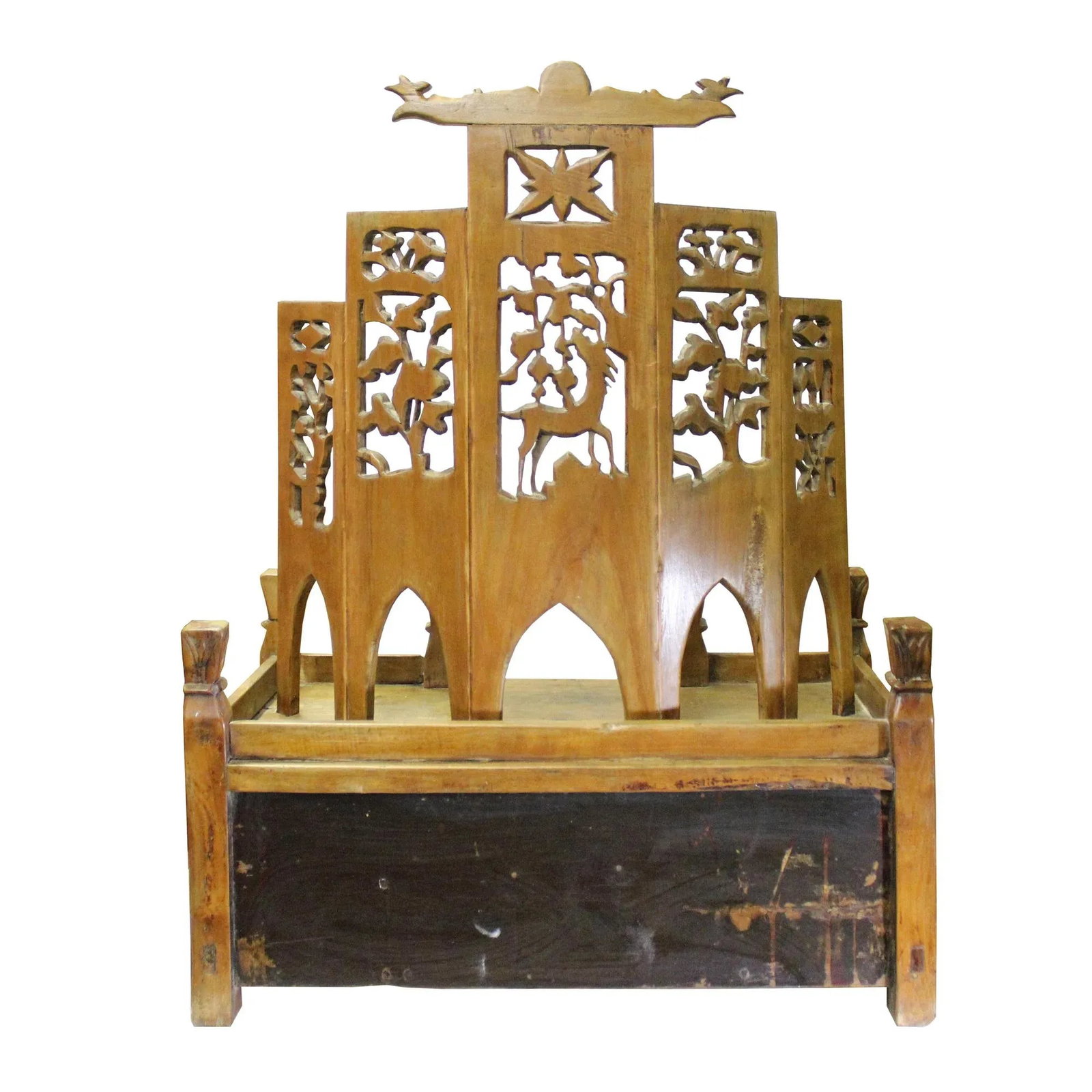 Chinese Vintage Carving Display Shrine Chest Stand - 5