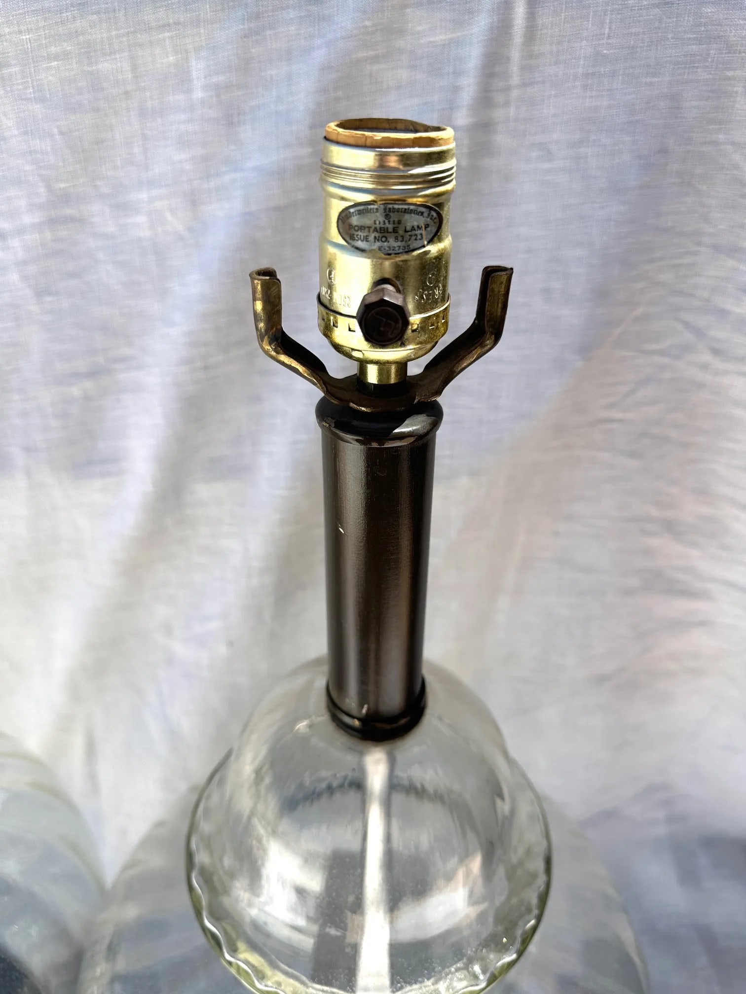 Vintage Ribbed Morano Glass Ginger Jar Table Lamps-A Pair - 5