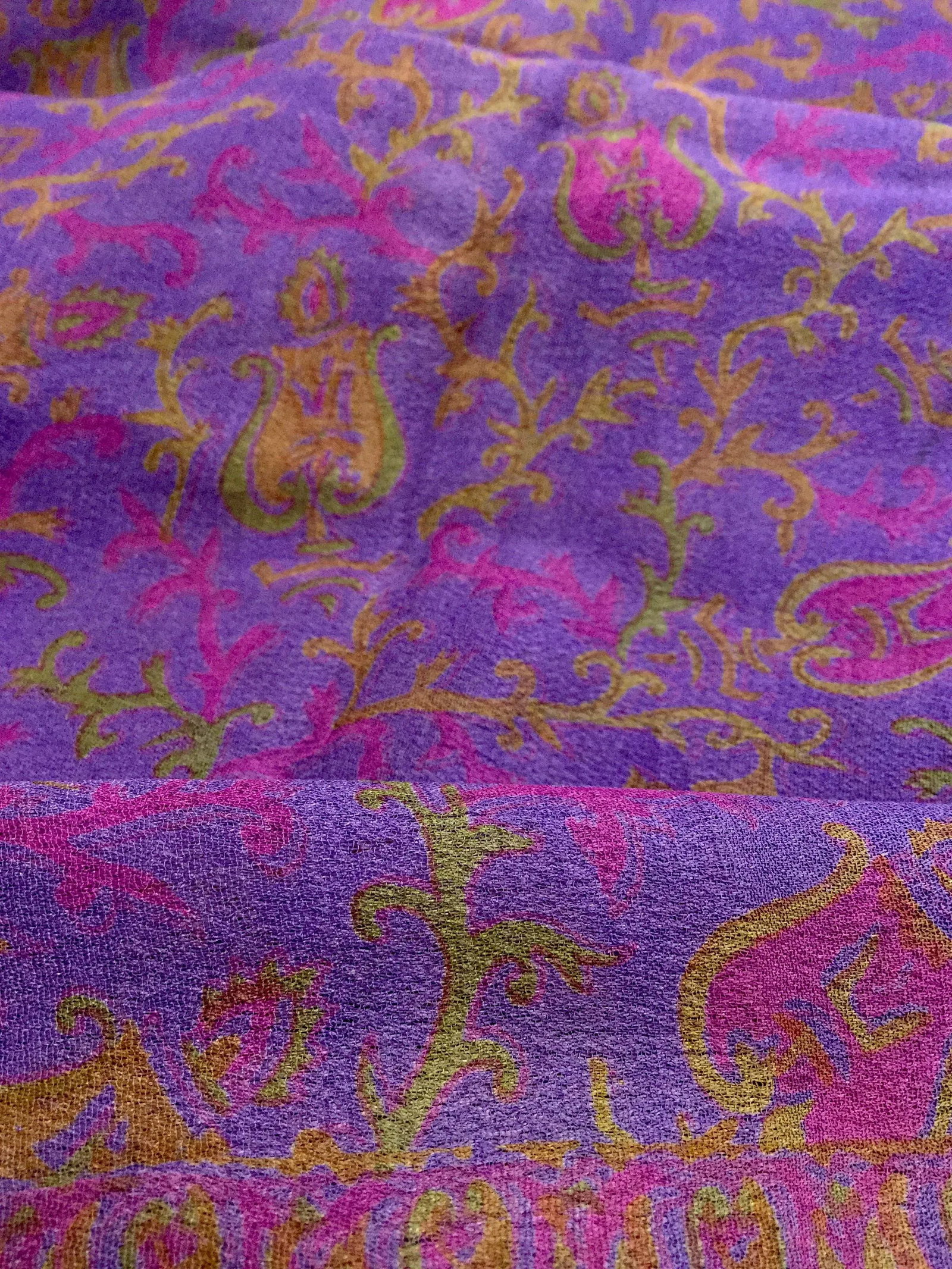 Antique Pure Silk Crepe De Chine Indian Sari - 10