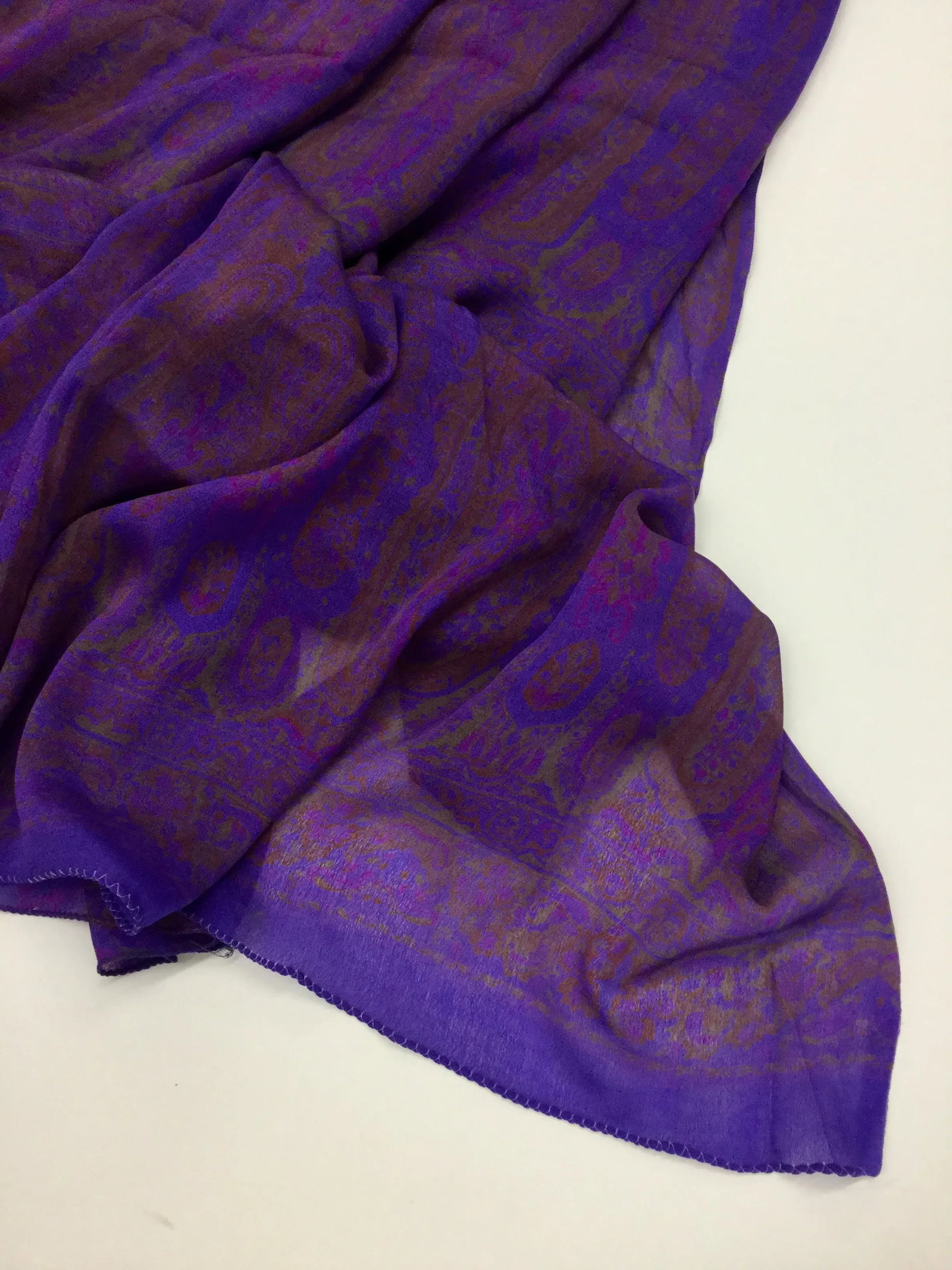 Antique Pure Silk Crepe De Chine Indian Sari - 4