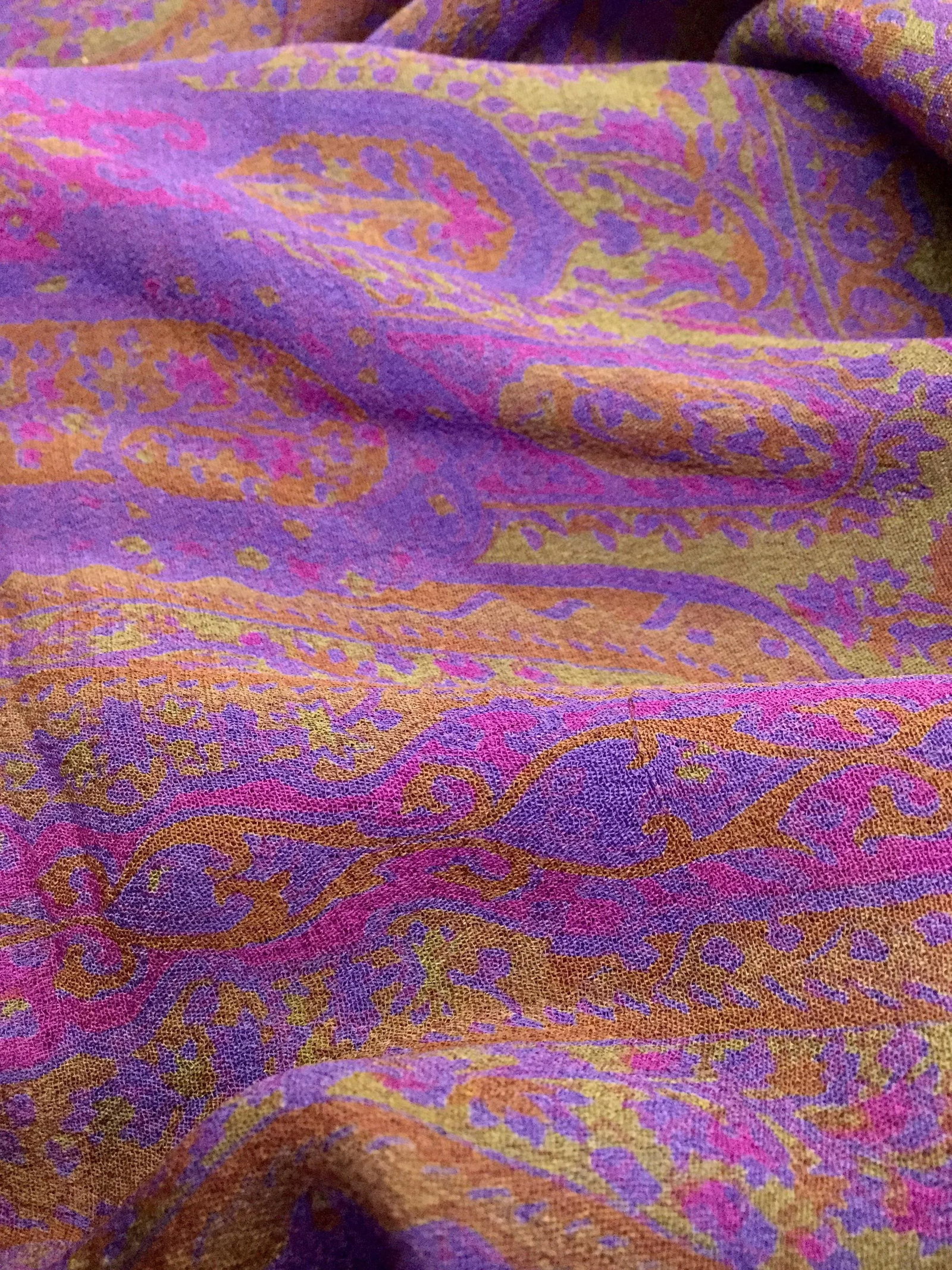 Antique Pure Silk Crepe De Chine Indian Sari - 9