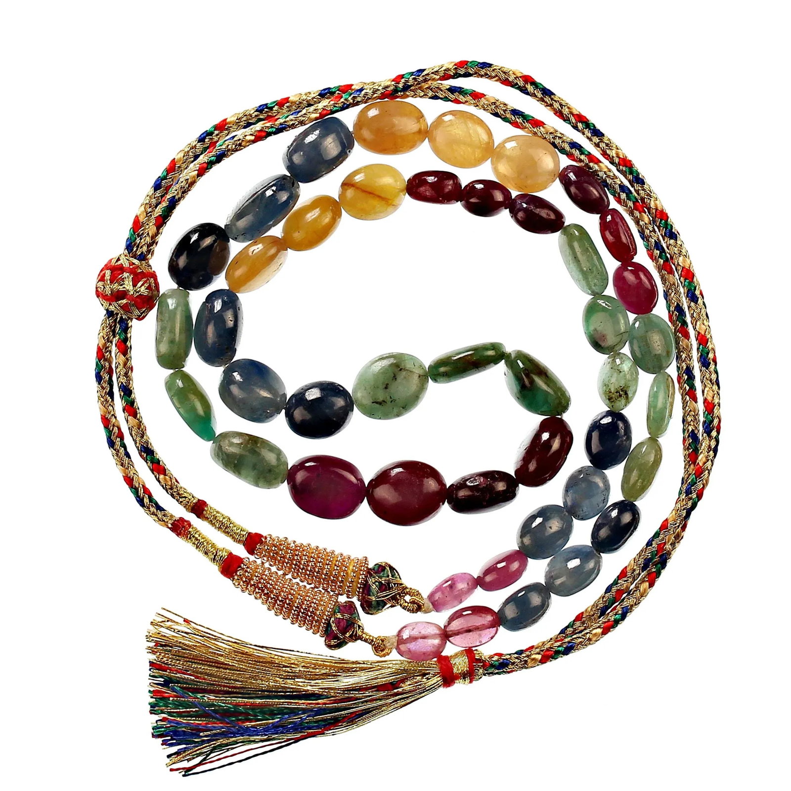 Multi Color Beaded Sapphire Necklace - 5