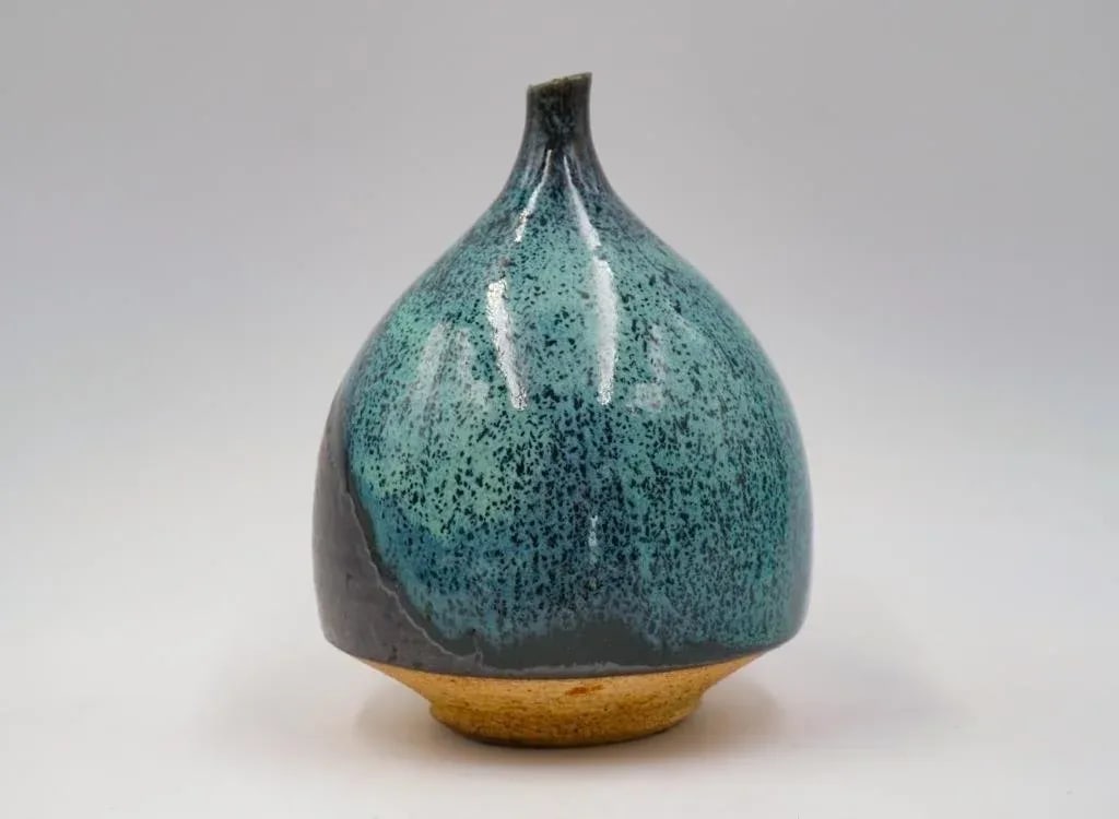 Vintage Mid 20th Century Joel Edwards Sculptural Blue Drip Glaze Vase - 3