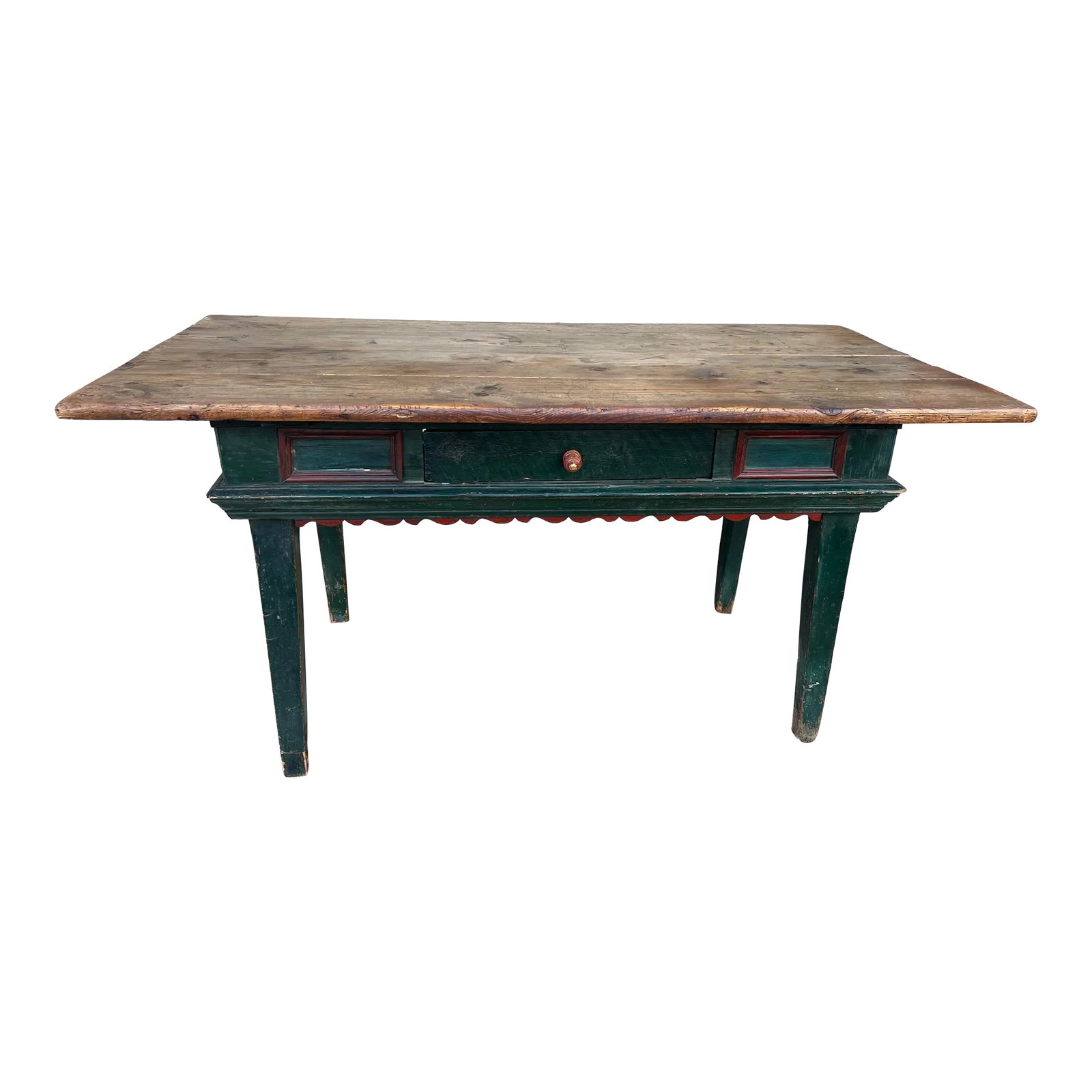 Antique Country French Canadian Paint Decorated Harvest Table, Circa 1830's (1 of 12)