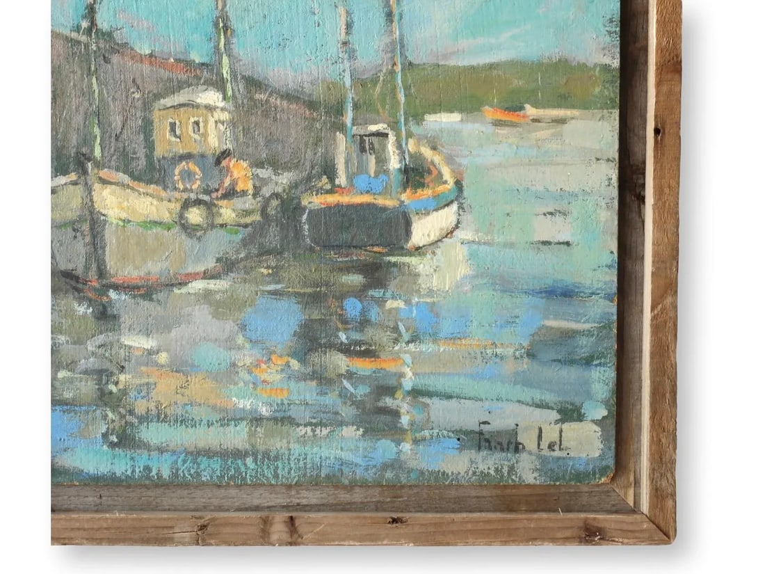 Midcentury Harbor Still Life W/ Fishing Boats - 2